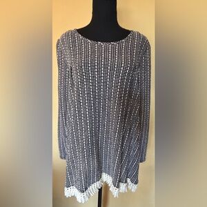 Altar'd State Black and White Tunic with Fringe